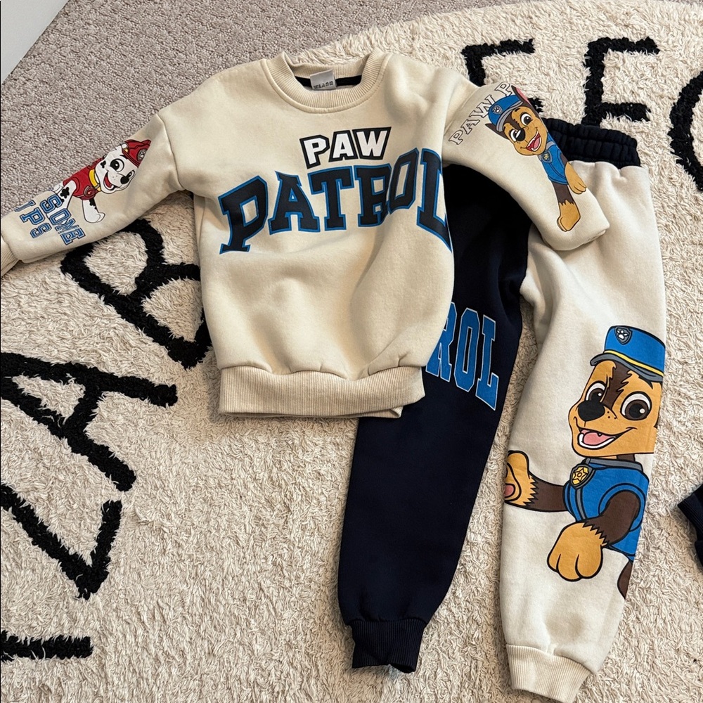 Zara Paw Patrol Kids Joggers Set - Cream and Navy set